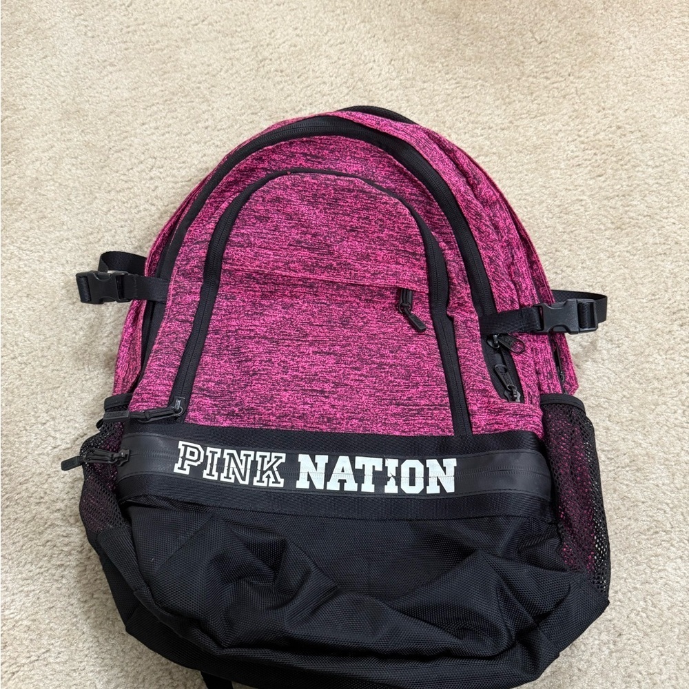 PINK Victoria's Secret Pink and Black Backpack with Sporty Design